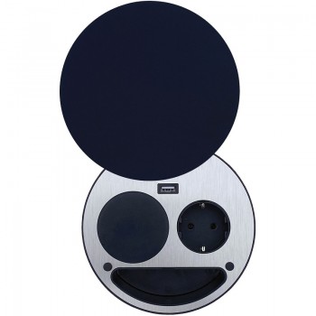 WIPO ugradbena utičnica Smile šuko, USB i bežični punjač, crna