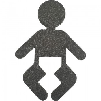Oznaka za WC vrata - presvlačenje djece, pocinčano crno